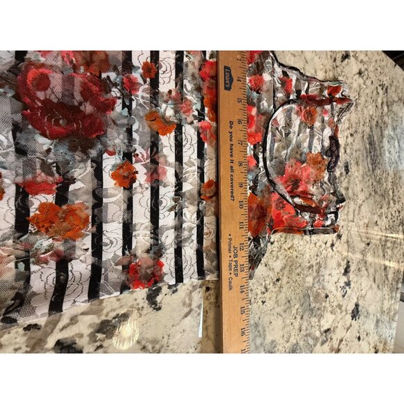 Y2K Almost Famous Mesh Floral Striped Tank Top layer Grunge Whimsigoth - Picture 7 of 12